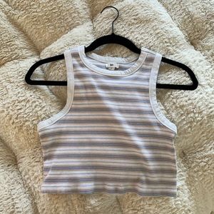 The top is from Nordstrom it has pink, purple and green stripes and it’s a large